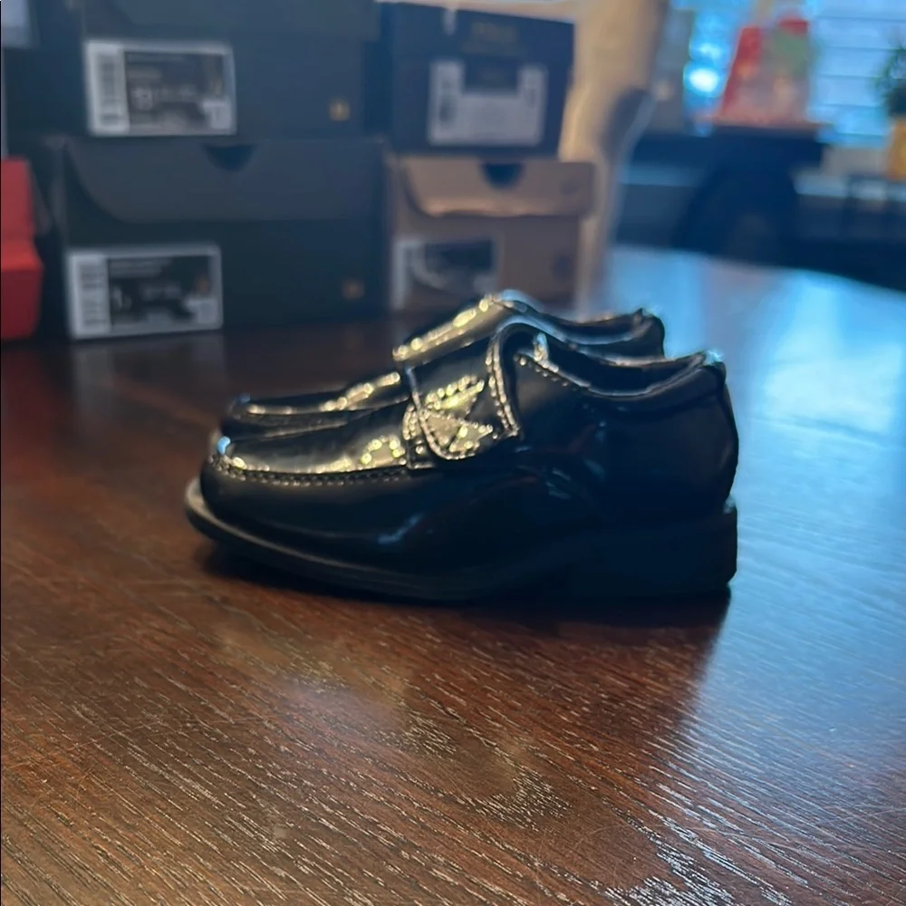 Kids Black Patent Leather Mary Jane Dress Shoes Hook & Loop Size 5C
